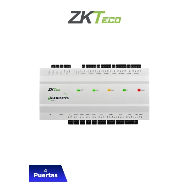 ZKTECO INBIO460PROPLUS - Panel Biométrico de Acceso para 4 Puertas, 100,000 Usuarios, 20,000 Huellas, Lectores RS-485/OSDP, 500,000 Transacciones