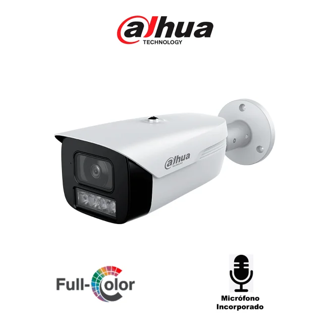 DAHUA DH-HAC-HFW1509MHN-A-LED-0360B-S3 - Cámara Bullet Full Color 5 MP/ Lente de 3.6 mm y Micrófono Integrado/ Visión Nocturna Hasta 50 mts/ WDR Real de 120 dB/Imagen a Color 24 Horas/ IP67/ Tecnología Starlight