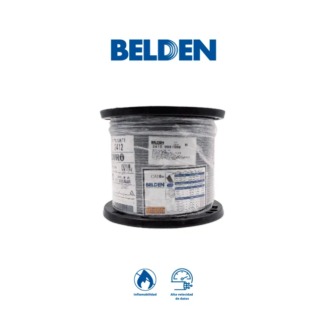 BELDEN 24120081000 - Cable UTP 100% cobre / Categoria 6+ / IBDN / GIGAFLEX 2412 CMR / Color gris / Bobina de 305  Mts