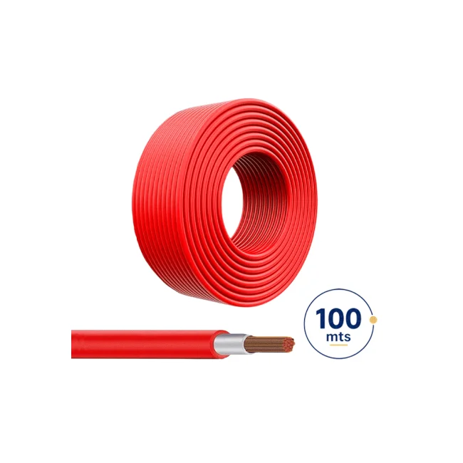 Cable Fotovoltaico carrete 100 metros lineales color Rojo 6.8 mm / 100% Cobre / Calibre 10AWG / UL 4703/ Cubierta libre de halógenos cero propagación de llama / 2000 VDC