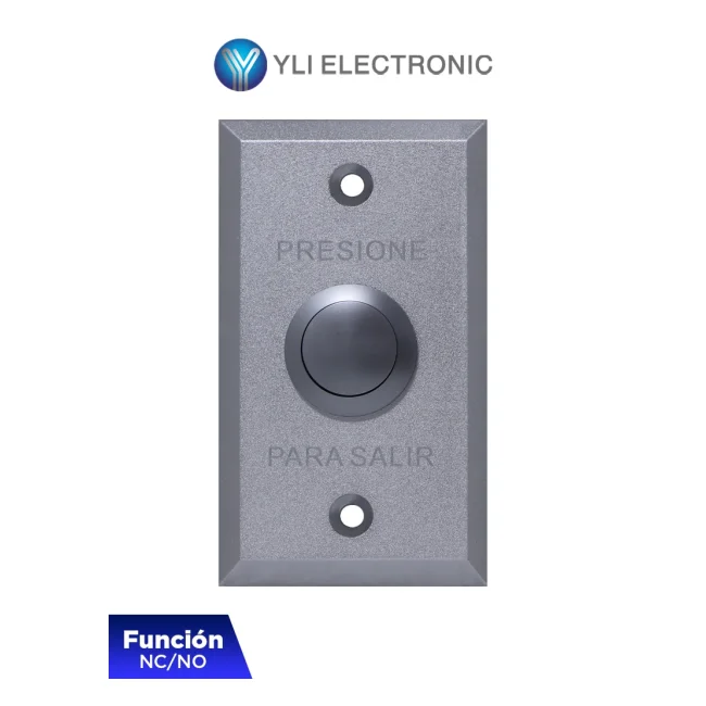 YLI ABK800A - Botón de Salida Mecánico, Carcasa de Aluminio con Acabado Metálico, Función NC/NO