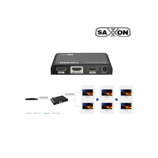 SAXXON LKV312HDR-V2.0 - Divisor de Video HDMI 4K de 1 Entrada y 2 salidas/ Soporta Resolución 4Kx2K @30Hz/ 1080P Full HD/ Distancia de 10 Metros en Entrada y Salidas/ Switch EDID para Autoajuste de Resolución/ image 4