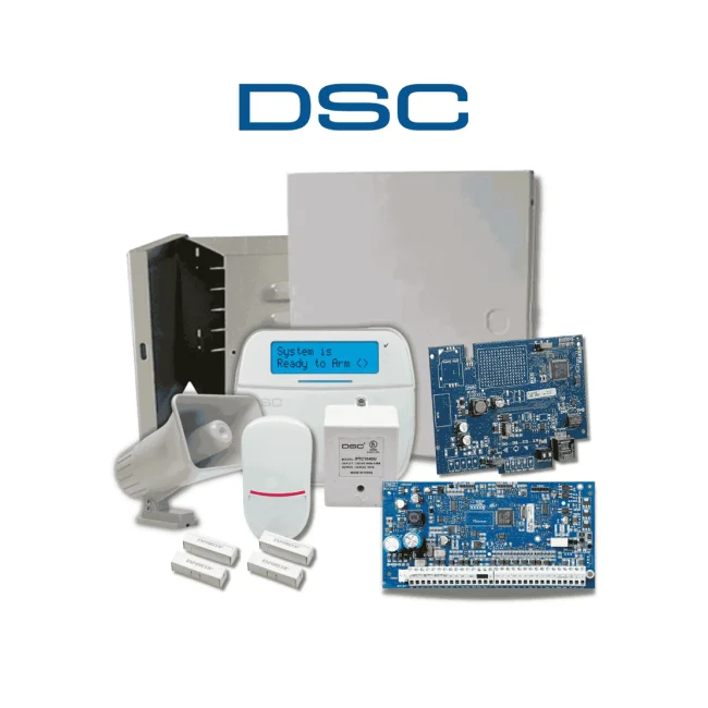 DSC NEO-LCD-SIRENA-IP-SB- Paquete SERIE NEO con panel HS2032 de 8 zonas expandible a 32, Teclado LCD HS2LCDN con Sirena de 30W y su gabinete incluye Comunicador IP TL280E . Sensor PIR Cableado LC200, 2 SM433TQW , Transformador y Gabinete