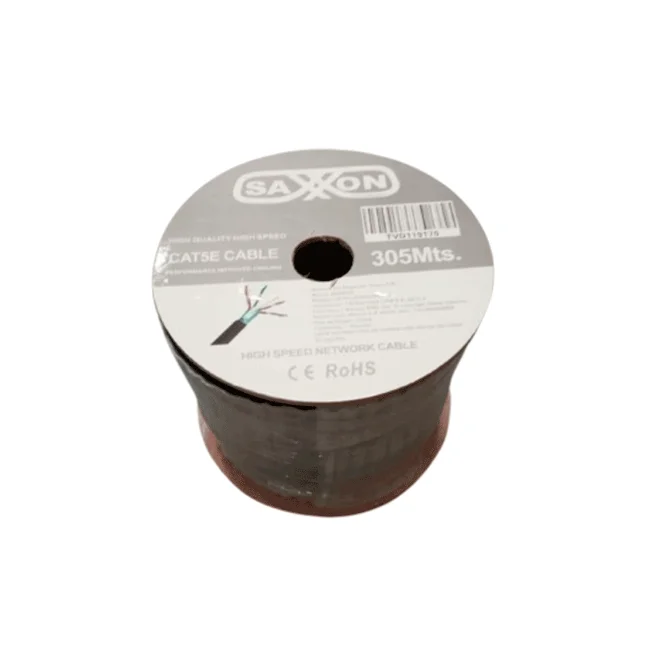 SAXXON OFTPCAT5ECOPE305N - Bobina de Cable FTP Cat5e 100% Cobre/ 305 Metros/ Blindado/ Color Negro/ Uso Exterior/ Ideal para Cableado de Redes de Datos y Video/ Cert ISO9001/ UL / RoSH image 3