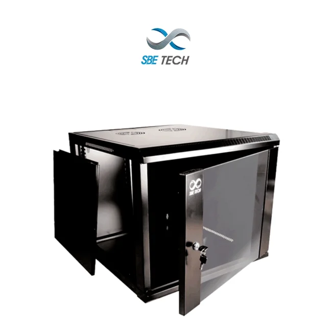 SBE TECH GNLPAR9UR- Gabinete de pared de 9 UR con una profundidad de 45.0 cm y puerta delantera de cristal templado.
