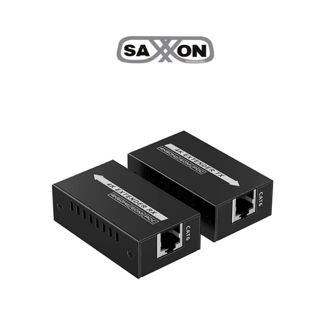 SAXXON LKV410P- Kit mini extensor HDMI/ Cable UTP recomendado CAT 6/ 6A/ 60 Metros / Resolucion 4K@60Hz/ PoC/ Se energiza solamente el transmisor