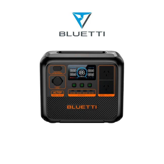 BLUETTI AC70P - Estación de energía portátil / 1000 W - 864 Wh / Tecnología LiFePo4 / 3000 ciclos / modo Power Lifting