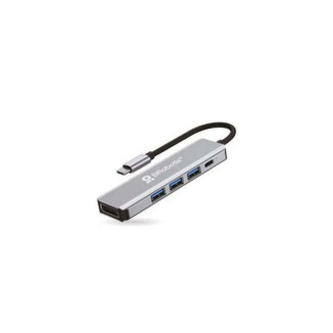 DOCKING 5 EN 1: CONECTOR USB TIPO C A DISPLAYPORT 4K30HZ, USB V3.0x3 Y USB TIPO C