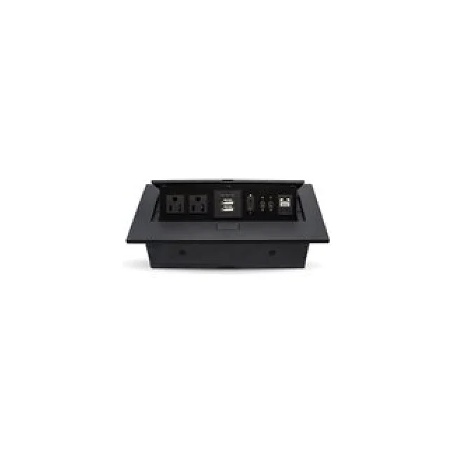 CAJA PARA MESA: USB-TIPO C, HDMI, USB, RJ45 CAT6, CORRIENTE. NEGRO