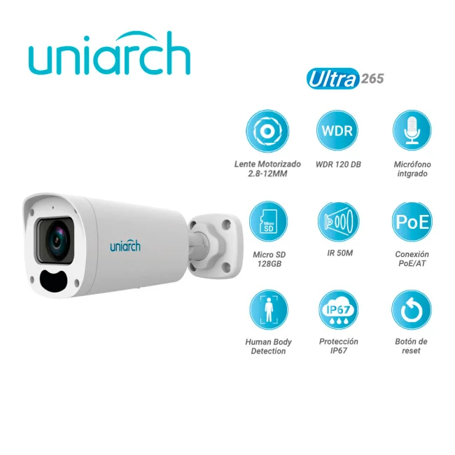 Uniarch IPC-B312-APKZ cámara de vigilancia Bala Cámara de seguridad IP Exterior 1920 x 1080 Pixeles Techo/pared