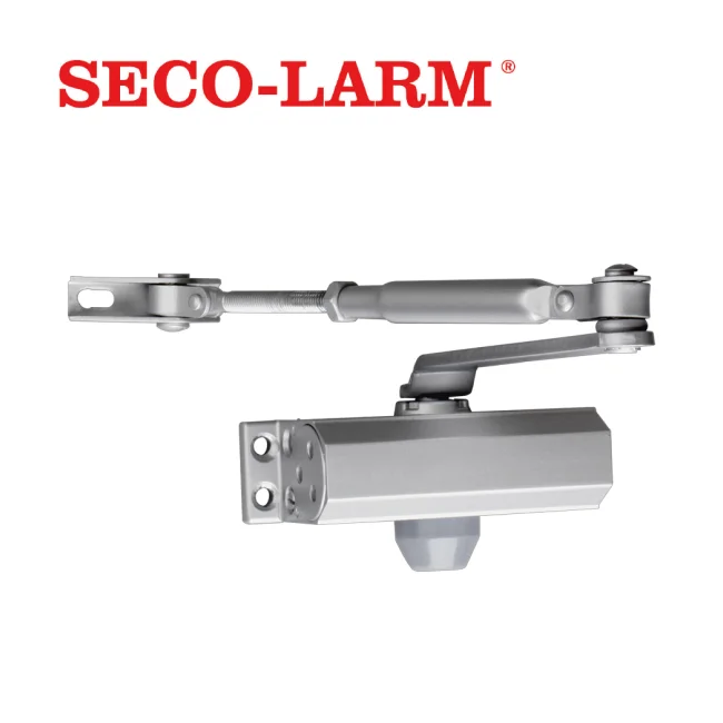 BRAZO CIERRAPUERTAS 45KG SD-C121-S1 SECO-LARM FABRICADO DE ALUMINIO ANODIZADO CON VELOCIDAD DE BARRIDO Y CIERRE AJUSTABLES USO INTERIOR COMPATIBLE CON PUERTAS DE MADERA O METAL DE HASTA 45KG
