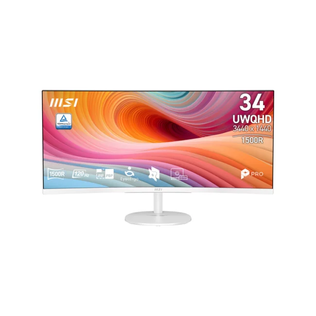 MSI Pro MP341CQW E12 monitor de computadora 86.4 cm (34") 3440 x 1440 Pixeles UltraWide Quad HD Blanco