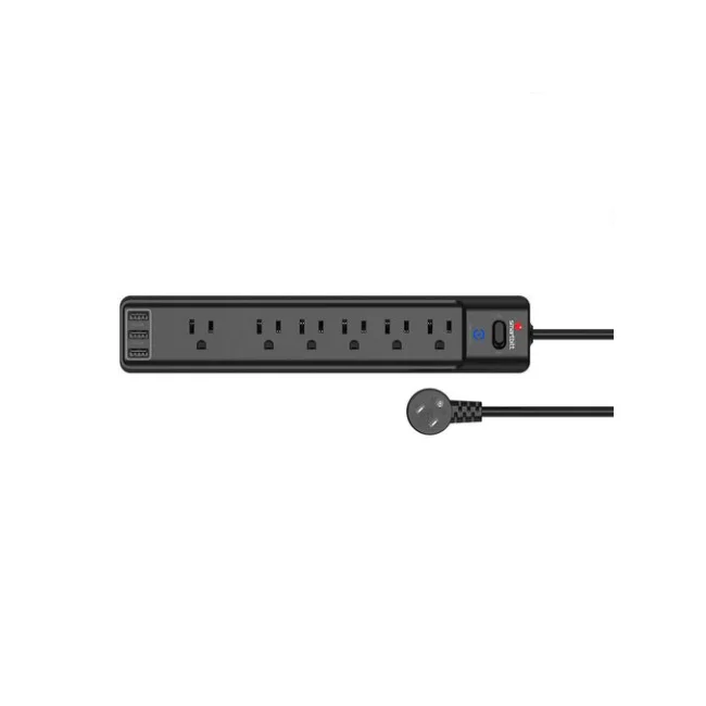 Smartbitt SBSS-B6-3U supresor de picos Negro 6 salidas AC 125 V 1.5 m
