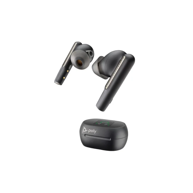HP Poly Audífonos Poly Voyager Free 60+ UC, negro carbón + adaptador BT700 USB-C + estuche de carga con pantalla táctil