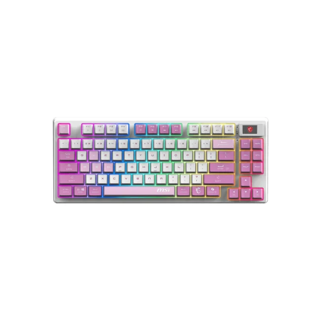 MSI FORGE GK600 TKL WIRELESS VIOLET teclado Juego USB + Bluetooth QWERTY Inglés del Reino Unido Rosa, Violeta, Blanco