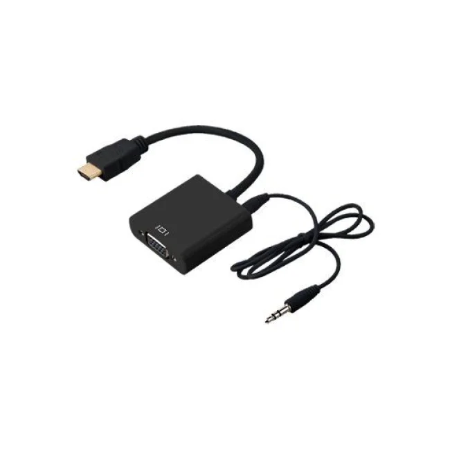 BRobotix 110964N adaptador de cable de vídeo HDMI Tipo A (Estándar) VGA (D-Sub) + 3,5mm Negro