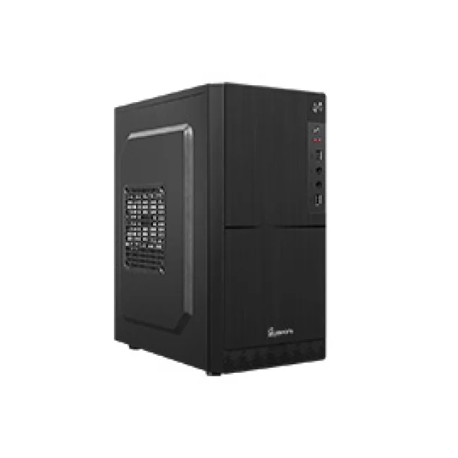 GABINETE QUARONI FRENTE ABS, NEGRO TIPO ALUMINO CEPILLADO CON ENCENDIDO Y PUERTOS LATERALES, MICRO ATX / MINI ITX, FUENTE DE PODER INCLUIDA DE 500W