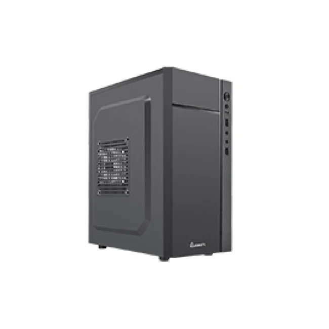 GABINETE QUARONI FRENTE ABS, NEGRO CON FRANJA TIPO FIBRA DE CARBONO, MICRO ATX / MINI ITX, FUENTE DE PODER INCLUIDA DE 500W