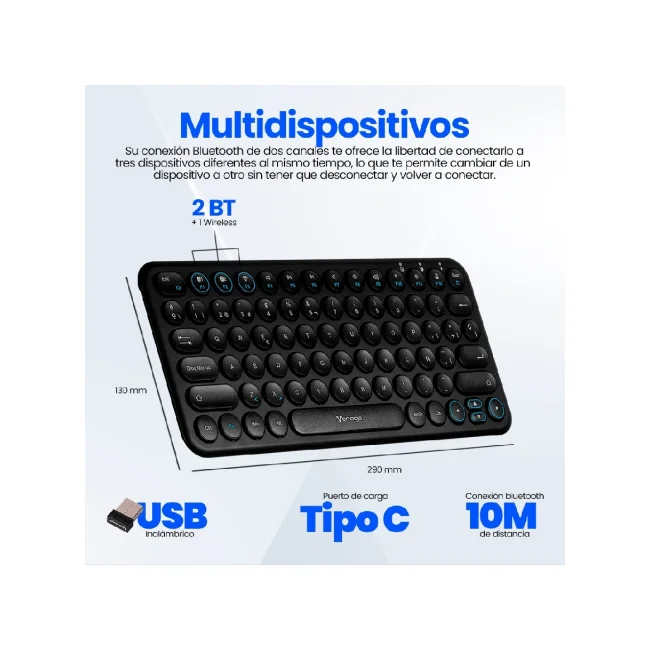 Vorago KBW-400 teclado USB + Bluetooth Negro image 5