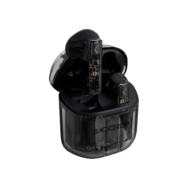 AUDIFONOS INALAMBRICOS TWS BACKDROP TRANSPARENTES/10M / TACTIL COLOR NEGRO image 3
