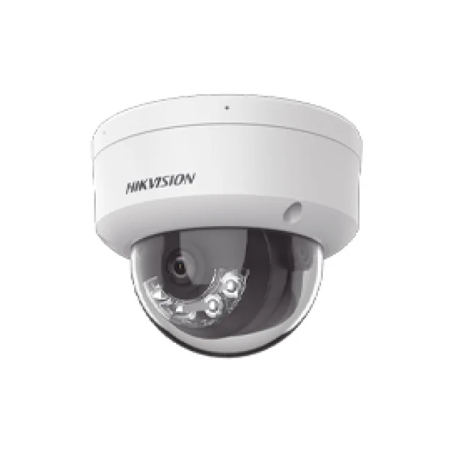 CAMARA HIKVISION DOMO IP 4 MEGAPIXEL / LENTE 2.8 MM / DUAL LIGHT (30 MTS IR + 30 MTS LUZ BLANCA) / MICRÓFONO INTEGRADO / ANTIVANDÁLICO IK08 / ACUSENSE LITE / EXTERIOR IP67 / H.265 / POE / ONVIF / MICRO SD