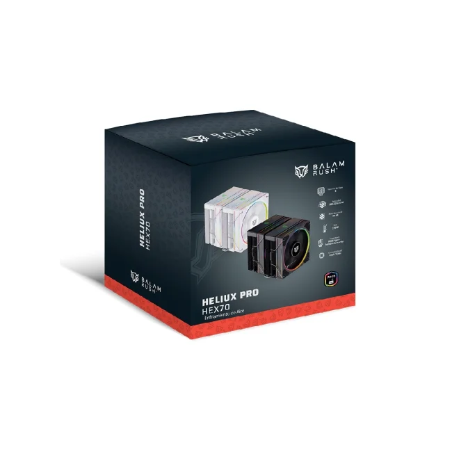 Enfriamiento de Aire  BAMLAM RUSH HELIUX PRO HEX70 Sistema de enfriamiento de Aire, Disipador de aire Doble, Iluminación ARGB image 3