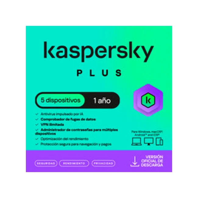 ESD KASPERSKY PLUS 5 DISP 3 CUENTAS KPM 1 AÑO