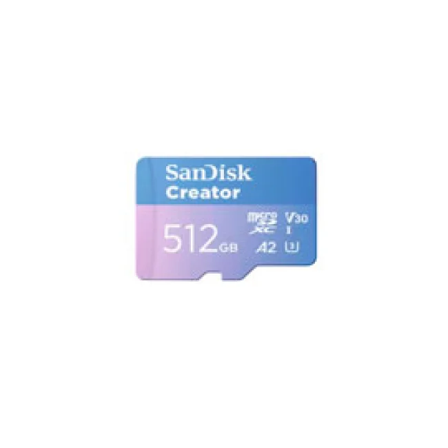MEMORIA SANDISK MICRO SDXC CREATOR 512GB LECT 190MB/S ESC 130MB/S GRABA 4K/5.3K SDSQXAV-512G-GN6MS