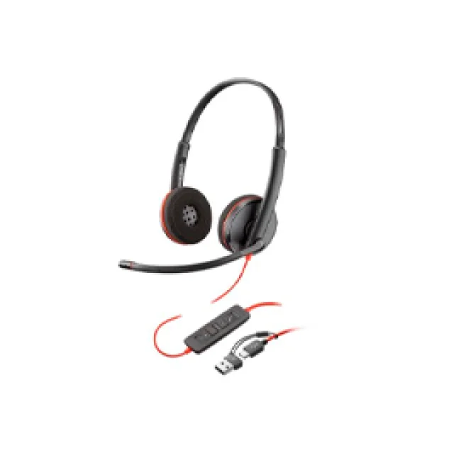 HP Poly Auriculares estéreo USB-C Poly Blackwire 3220 + adaptador USB-C/A (a granel)