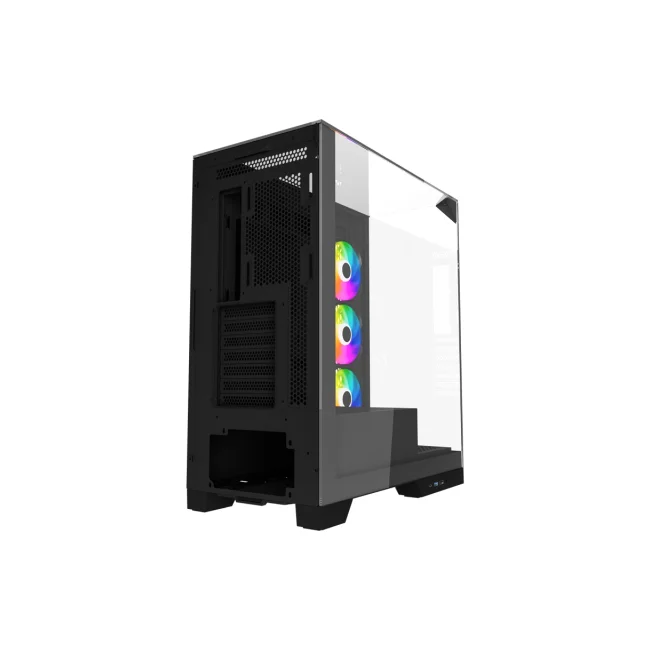GABINETE OCELOT GAMING GLASS HUNTER 3 / MID TOWER /ATX, M-ATX, ITX LISTO PARA MB BTF / PANEL LATERAL, FRONTAL Y SUPERIOR DE CRISTAL TEMPLADO/ INCLUYE 3 VENTILADORES / ENFRIAMIENTO LIQUIDO HASTA 3600MM / GPU HASTA 400MM / COLOR NEGRO/USB TIPO C image 2