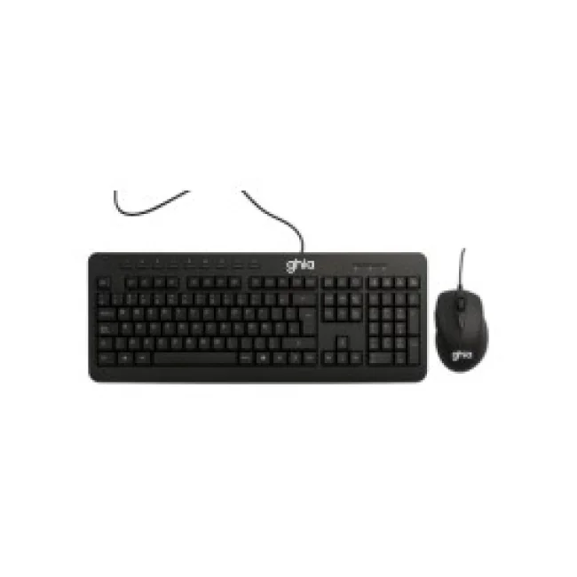 GHIA / KIT TECLADO Y MOUSE / ALAMBRICO / ERGONOMICOS / MULTIMEDIA / USB / COLOR NEGRO