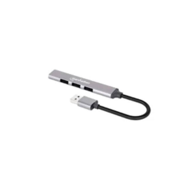 Manhattan 168427 nodo concentrador USB 3.2 Gen 1 (3.1 Gen 1) Type-A 5000 Mbit/s Gris