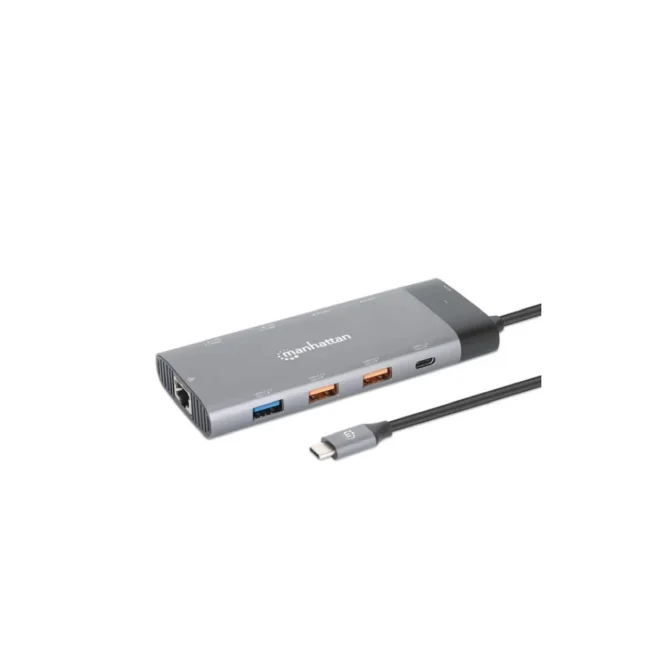 Manhattan 130714 base para laptop o replicador de puertos Alámbrico USB 3.2 Gen 2 (3.1 Gen 2) Type-C Gris image 5