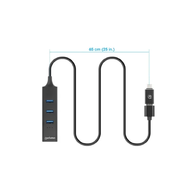 Manhattan 180894 nodo concentrador USB 3.2 Gen 1 (3.1 Gen 1) Type-A + Type-C 5000 Mbit/s Negro image 4
