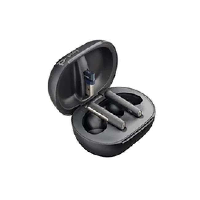 HP Poly Voyager Free 60+ Audífonos UC negro carbono + Adaptador USB-A BT700 + Estuche de carga con pantalla táctil
