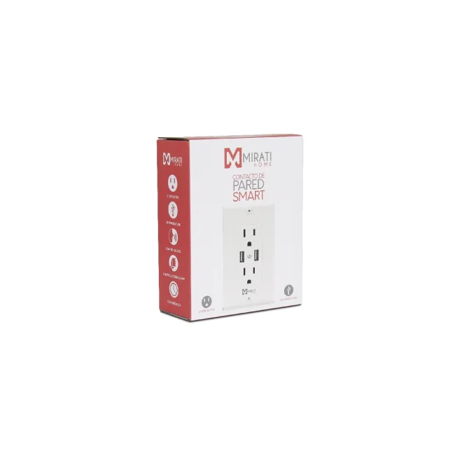 CONTACTO INTELIGENTE DE PARED // MIRATI // WIFI 2.4GHZ // 2 USB // 2 CONTACTOS COMPATIBLE CON ANDROID E IOS // FUNCIONA CON ALEXA Y ASISTENTE DE GOOGLE image 3