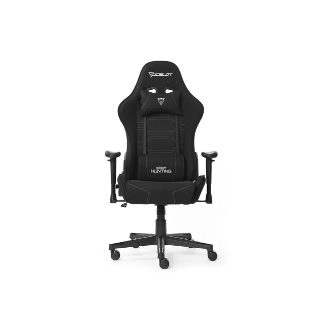SILLA OCELOT GAMING OST-BLACK NIGHT /TELA AUTOMOTRIZ / BASE NYLON AJUSTABLE / DESCANSABRAZOS 1D / PISTON CLASE 4 / RECLINABLE 90-155 GRADOS / HASTA 150KG / COJINES LUMBAR Y CERVICAL / COLOR NEGRO CON image 2