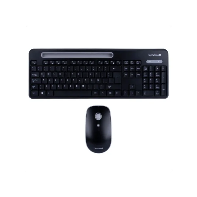 Kit Teclado y Mouse Techzone TASKING Negro con Gris Conexion Inalambrico 2400Mhz  DPI 1600 Alcance 10m  Compatible con Windows y MacOS image 2