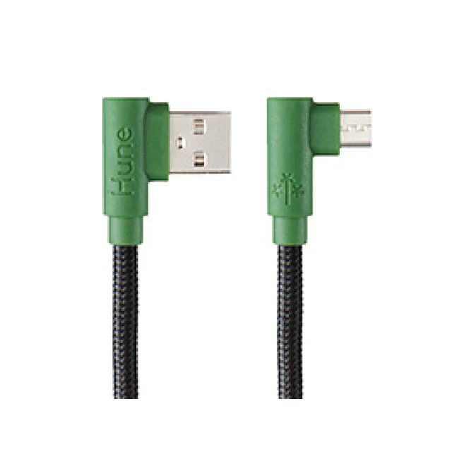 CABLE MICRO USB HUNE HIEDRA SUSTENTABLE TRENZADO CARGA RAPIDA Y DATOS 90ª  1.2M (BOSQUE)