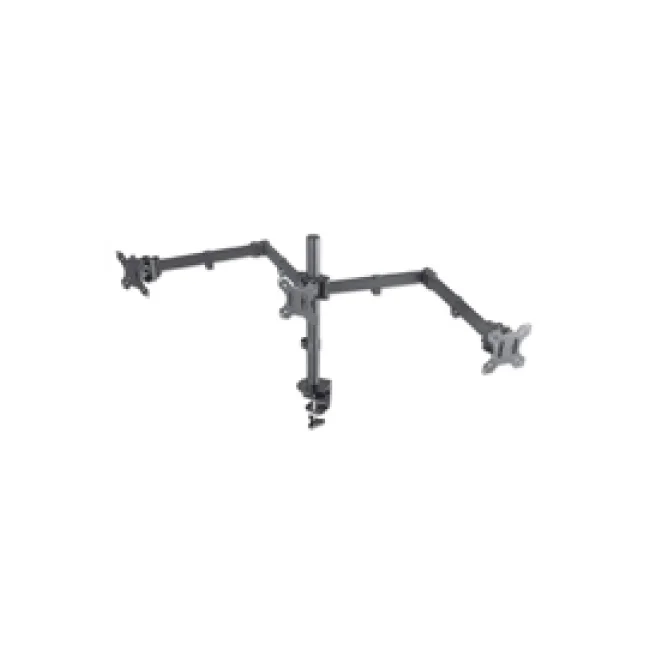 Manhattan Soporte para monitor, de escritorio, movimiento articulado, 3 pantallas planas de 13" a 27" máximo 7 kg cada una
