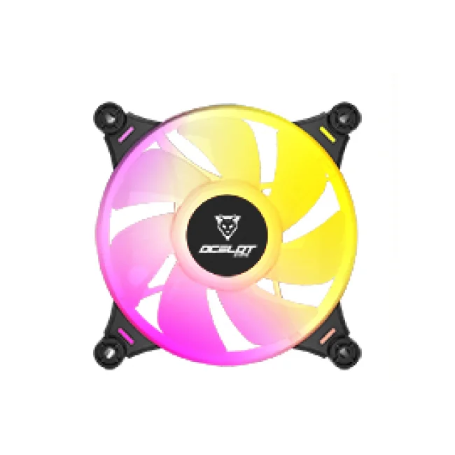 VENTILADOR OCELOT GAMING OF-3 / 120MM / ARGB / 38.5 CFM / 1200 RPM / 21.2 DB / 4 PINES / COLOR NEGRO