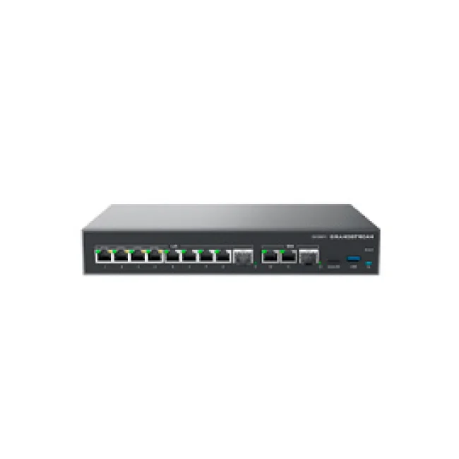 GCC6011, Dispositivo 4 en 1, Conmutador IP, Firewall, Ruteador VPN y Switch, 10xGigaEth, 4xPoE, 2xSFP y 1 USB