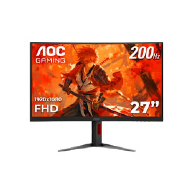 MONITOR GAMER CURVO AOC C27G4H2 /  PANEL VA / 200 HZ / TIEMPO DE RESPUESTA 1 MS / AMD FREE SYNC / COLOR NEGRO Y ROJO / HDMI / VGA / DP / ASPECTO 16:9 / RESOLUCION 1920 X 1080 / BRILLO 300 CD/M2
