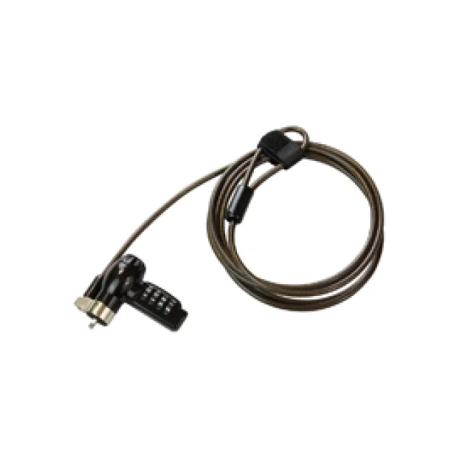CANDADO DE LAPTOP EC LINE EC-GF033, NEGRO, CABLE 1.8 MTS, COMBINACION 4 DIGITOS, ACERO GALVANIZADO TRENZADO REVESTIDO CON VINIL TRANSPARENTE, ROTACION 360 DOBLE EJE