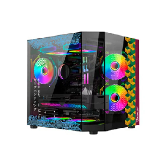 GABINETE OCELOT GAMING BLACK MIZU /M-ATX, ITX / PANEL LATERAL Y FRONTAL DE CRISTAL TEMPLADO / INCLUYE 3 VENTILADORES / ENFRIAMIENTO LIQUIDO HASTA 240MM / GPU HASTA 320MM / COLOR NEGRO