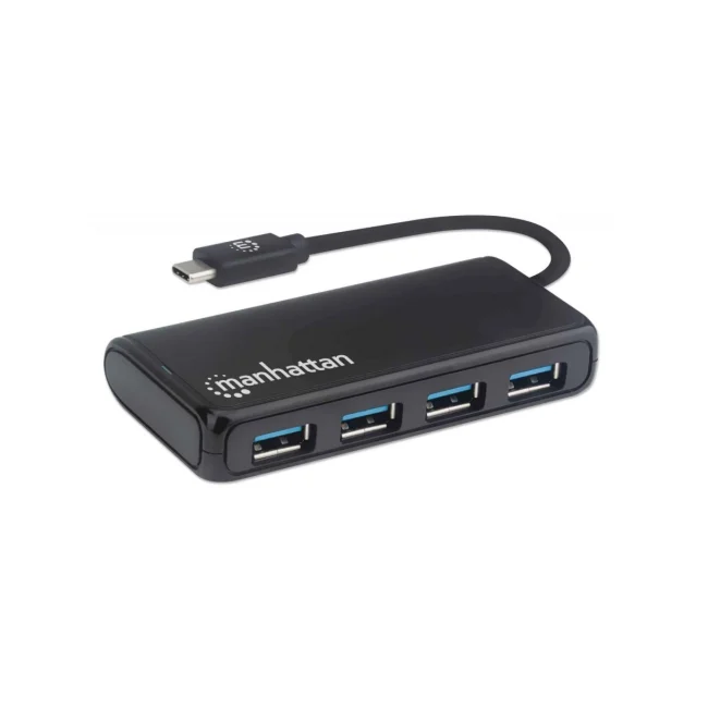 Manhattan Hub USB 3.2 Gen 1 de 4 puertos USB-A USB 3.2 Gen 1, de Tipo-C macho a 4 conectores Tipo A hembra, velocidad de transferencia hasta 5 Gbps, energía por medio del bus, negro image 4