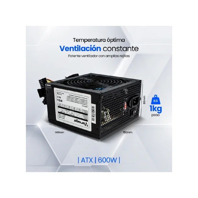 Vorago PSU-200 unidad de fuente de alimentación 600 W 20+4 pin ATX ATX Negro image 9