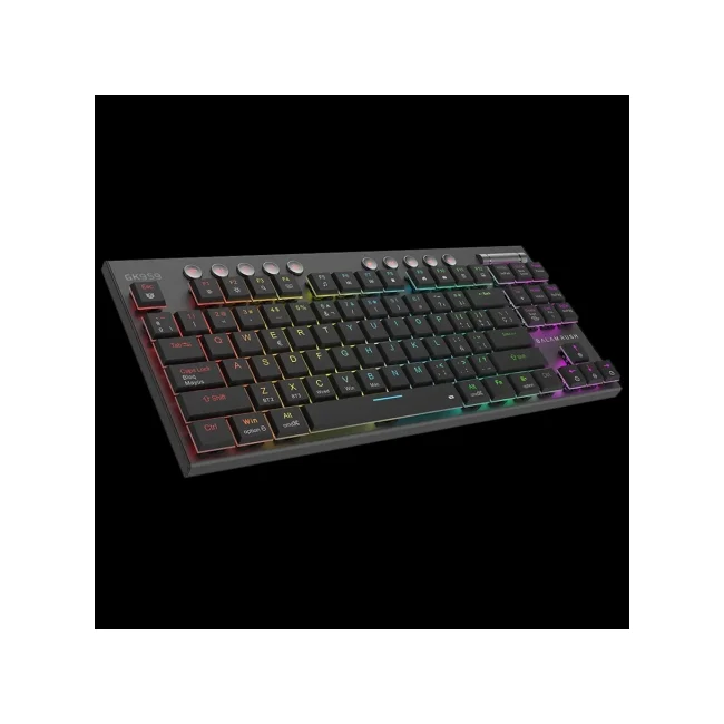 Teclado BALAM RUSH Gamer Mecánico Multidispositivo Dominate Expert GK959 / 2.4 MHz + 2 modos Bluetooth / TKL+ Estructura Aluminio + Perilla y Botones Multimedia + Teclas Doble Inyección + Switch Café Intercambiables + RGB Dinámico / Recargable / Legend Ne image 5
