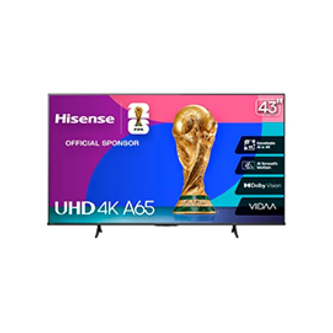 PANTALLA HISENSE SMART TV 43" LED 43A65NV 4K ULTRA HD NEGRO