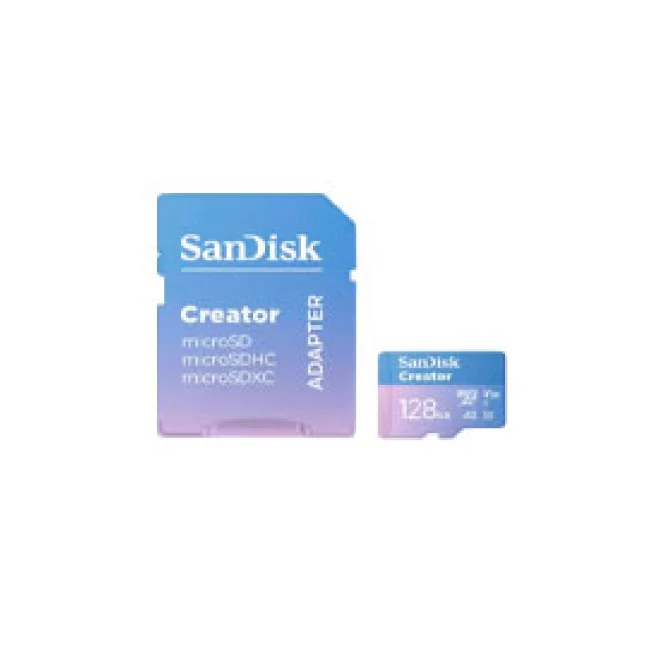 MEMORIA SANDISK MICRO SDXC CREATOR 128GB LECT 190MB/S ESC 90MB/S GRABA 4K/5.3K  SDSQXAA-128G-GN6MS